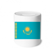 哈萨克斯坦国旗亚洲洲国家象征符号图案 陶瓷存钱罐白色硬币储蓄盒礼物