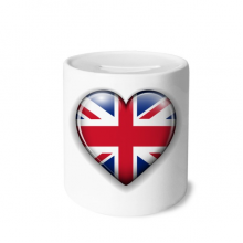 英国国旗心形图案 陶瓷存钱罐白色硬币储蓄盒礼物
