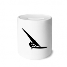 运动员帆船冲浪运动 陶瓷存钱罐白色硬币储蓄盒礼物