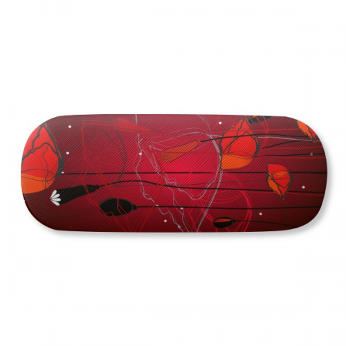 red flowers  art painting corn  glasses case eyeglasses hard shell stospectacle box