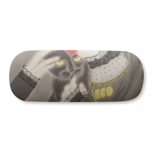 谜底-黑猫中国古风插画 硬质眼镜盒趣味折叠收纳盒礼物