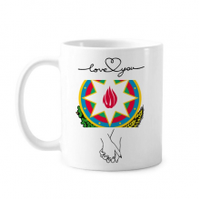 Baku Azerbaijan National Emblem Lover Mug White Pottery Cup Handle Baku Azerbaijan National Emblem Lover Mug White Pottery Cup Handle