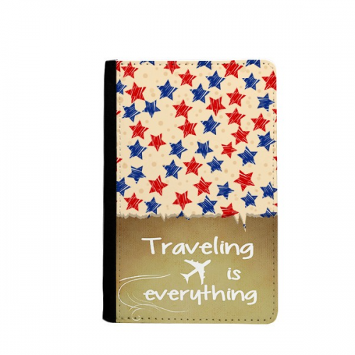 red blue pentagram amecountry elements traveling quato passport holder travel wallet cover case card purse