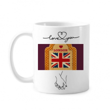 Point UK London Stamp Union Jack Lover Mug White Pottery Cup Handle 