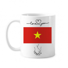 Vietnam National Flag Asia Country Lover Mug White Pottery Cup Handle 