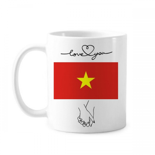 Vietnam National Flag Asia Country Lover Mug White Pottery Cup Handle 