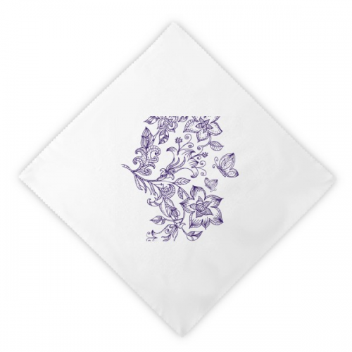 Lilac Decorative Classic Pattern Dinner Napkins Lunch White Reusable Cloth 2pcs