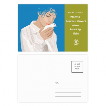 blue pegirl anti-war pattern poetry postcard set thanks card mailing side 20pcs