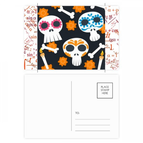 骨头骷髅头花墨西哥插图 明信片卡片祝福公式卡20张