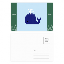 夏日航海蓝鲸像素 明信片卡片祝福卡20张