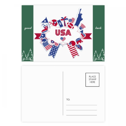 USA Flag Independence Day Celebration Good Luck Postcard Set Card Mailing Side 20pcs