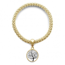 可爱手绘涂鸦风剪影 金色圆形金属吊坠手链饰品首饰礼品礼物