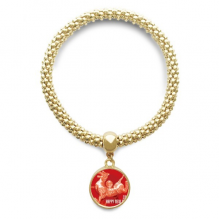 happy new year rooster en bracelet round pendant jewelry chain