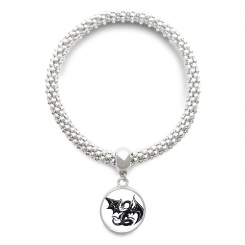 Dragon animaux Art Grain Outline Sliver Bracelet Pendant Jewelry Chain Adjustable Bangle