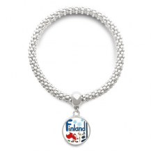 Finland National symbol Landmark Pattern Sliver Bracelet Pendant Jewelry Chain Adjustable Bangle