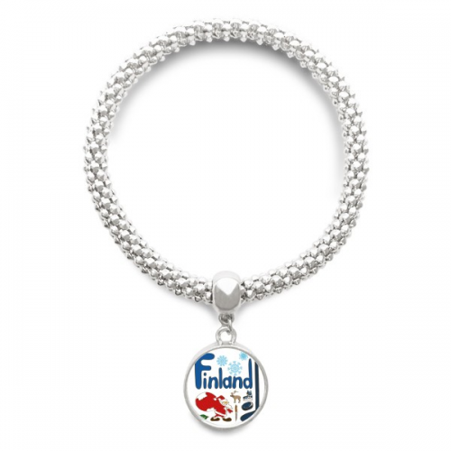Finland National symbol Landmark Pattern Sliver Bracelet Pendant Jewelry Chain Adjustable Bangle