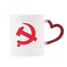 chinese communist badge red symbol heat sensitive mug red color changing stware cup