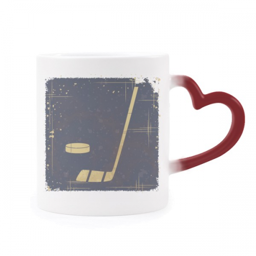 高尔夫运动插画纹样 加热变色陶瓷马克杯红色心形把手