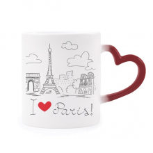 i love paris france eiffel tower line heat sensitive mug red color changing stware cup