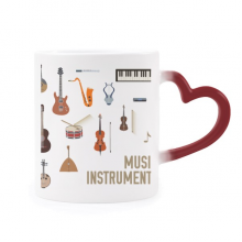 music instruments combination pattern heat sensitive mug red color changing stware cup