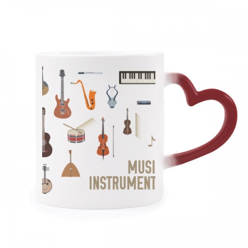 music instruments combination pattern heat sensitive mug red color changing stware cup