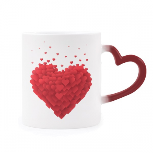 shaped red hearts valentine's day heat sensitive mug red color changing stware cup