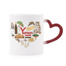 yemen love heart landscap national flag heat sensitive mug red color changing stware cup