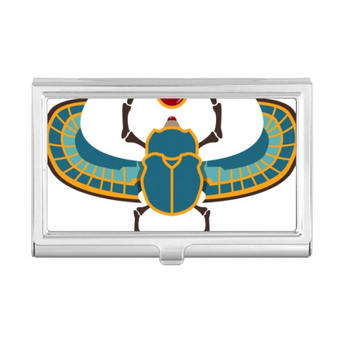 Egypt Red Yellow Blue Beetle Atonism Business Card Holder Case Pocket Box Wallet