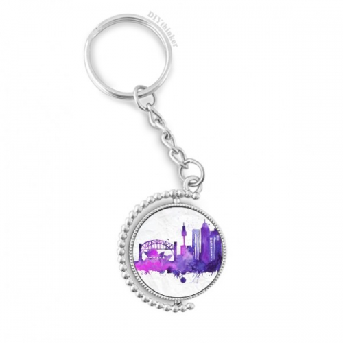 australia sydney opera house watercolor rotatable keyholder  disc accessories chain clip