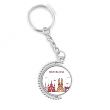 barcelona spain flat landmark pattern rotatable keyholder  disc accessories chain clip