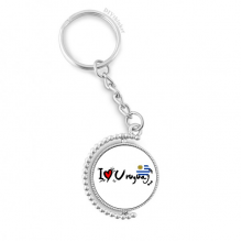 i love uruguay word flag love heart illustration rotatable keyholder  disc accessories chain clip