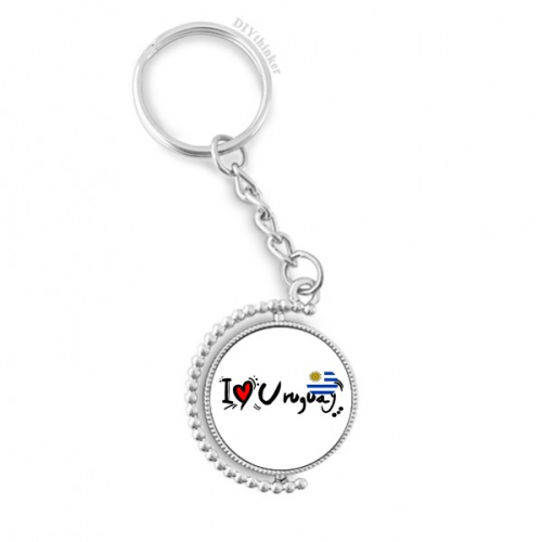 i love uruguay word flag love heart illustration rotatable keyholder  disc accessories chain clip