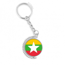 myanmar national flag asia country rotatable keyholder  disc accessories chain clip