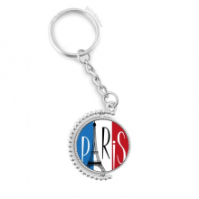 national flag france eiffel tower paris rotatable keyholder  disc accessories chain clip