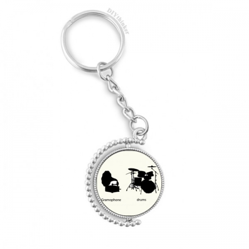 song music drum kit energy pattern rotatable keyholder  disc accessories chain clip