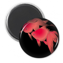 绘画日本文化鱼 圆形冰箱贴徽章3件装