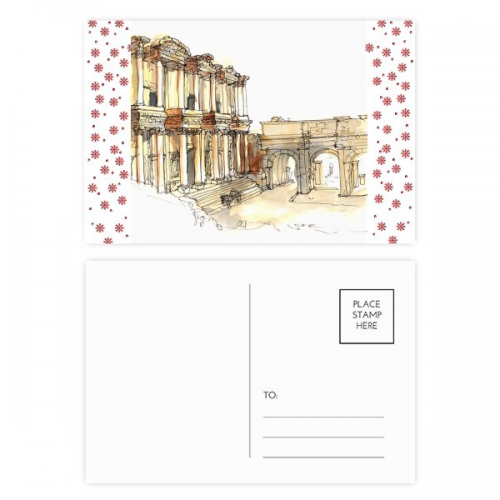 土耳其以弗所亚细亚大城市爱琴海 圣诞红花明信片祝福卡片20张