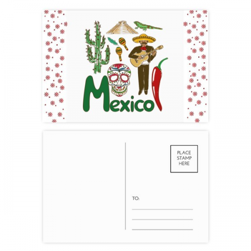 墨西哥地标象征图案 圣诞红花明信片祝福卡片20张