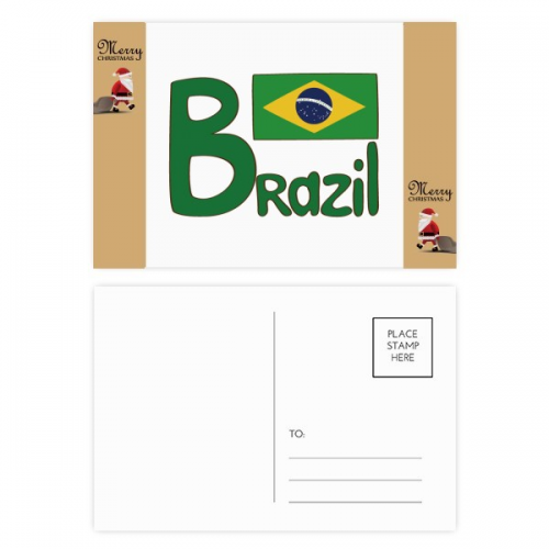 Brazil National Flag Green Pattern Santa Claus mas Postcard Blessing Thanks Mailing Card Brazil National Flag Green Pattern Santa Claus mas Postcard Blessing Thanks Mailing Card
