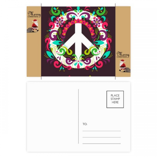 colorful pesymbol anti-war pattern santa claus mas postcard blessing thanks mailing card colorful pesymbol anti-war pattern santa claus mas postcard blessing thanks mailing card