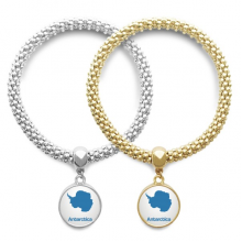 Blue Antarctica Illustration Map Pattern Lover Bracelet Bangle Pendant Jewelry Couple Chain 