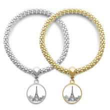 埃菲尔铁塔广场法国巴黎 金银情侣吊坠手链饰品首饰