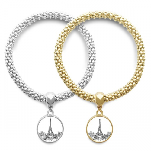 埃菲尔铁塔广场法国巴黎 金银情侣吊坠手链饰品首饰 埃菲尔铁塔广场法国巴黎 金银情侣吊坠手链饰品首饰
