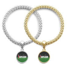 Palestine Country Flag Name Lover Bracelet Bangle Pendant Jewelry Couple Chain 