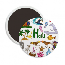 Haiti Landscap Animals National Flag Round Ceracs Fridge Magnet Keepsake Decoration