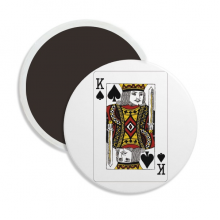 Playing Cards Spade K Pattern Round Ceracs Fridge Magnet Keepsake Decoration