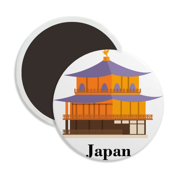 传统日本文化风格江户寺 圆形陶瓷冰箱磁铁贴2枚