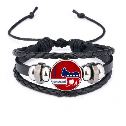 amedonkey emblem democrat bracelet braided leather woven  wristband