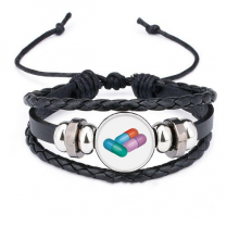 capsule pill health care products pattern bracelet braided leather woven  wristband