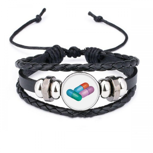 capsule pill health care products pattern bracelet braided leather woven wristband capsule pill health care products pattern bracelet braided leather woven wristband